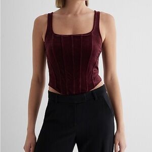 Express Body Contour Velvet Corset Tank Top Burgundy Size L